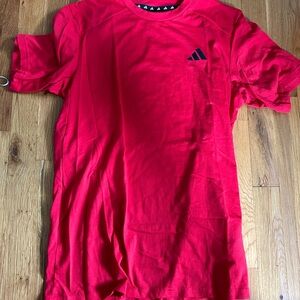 Red adidas workout shirt